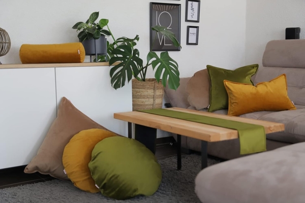 Kissenhülle rund ca. 80 cm Ø mai-grün beties "Samt&Sonders" Bild 3