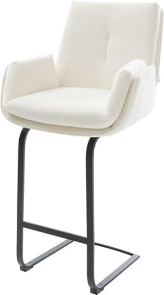 Barstuhl Clea-Flex Bouclé Soft Beige Freischwinger Flach Metall Schwarz