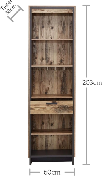 Regal PRATO 05 Alpine Lodge Nb., mit 5 offenen Fächern und 1 Schubkasten Bild 5