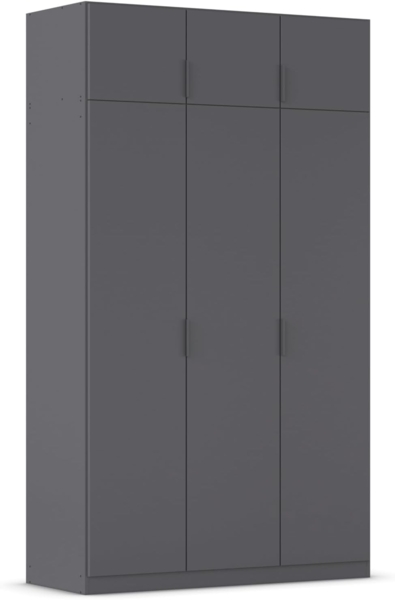 Rauch Möbel Lagoa, Kleiderschrank, Garderobe für Schlafzimmer, Kinderzimmer, Jugendzimmer 6-türig, Farbe Grau metallic, Schwarz, Breite 136