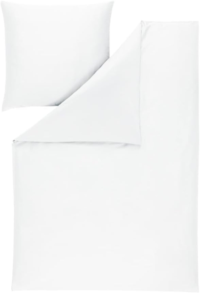 Estella Mako-Satin Bettwäsche Atelier Valetta 135x200 + 1 x Kissen 80 x 80 Uni weiss