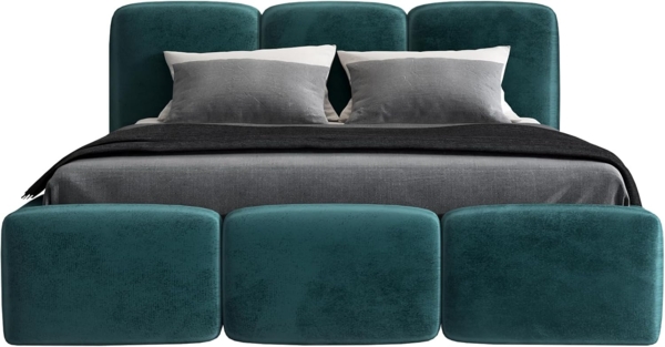 Polsterbett STAR 160x200 ohne Matratze mit Bettkasten und Lattenrost. Farbe: Minze 13