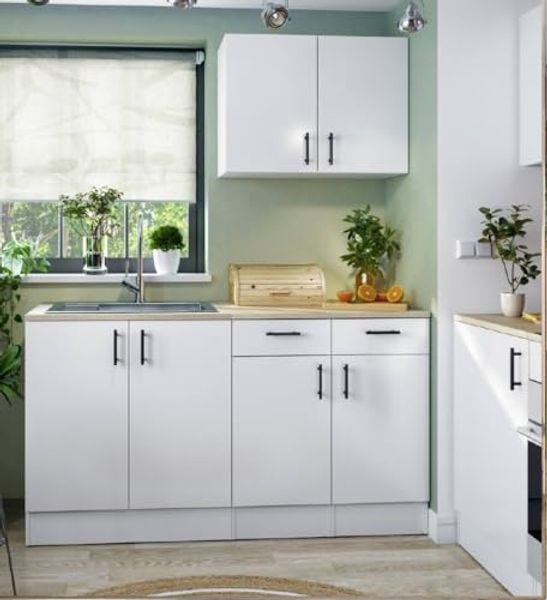 Dmora - Komplette Küche Sile, Moderne Küchenkomposition, Modular Set für Küche, Funktionelle Küchenlösung, Weiß und Eiche