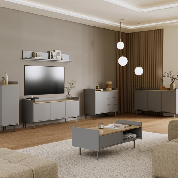 Couchtisch Velina Grau 100 x 50 cm mit 2 Schubladen Vicco Bild 6