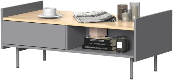 Couchtisch Velina Grau 100 x 50 cm mit 2 Schubladen Vicco Bild 5