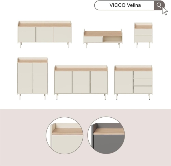 Couchtisch Velina Grau 100 x 50 cm mit 2 Schubladen Vicco Bild 7