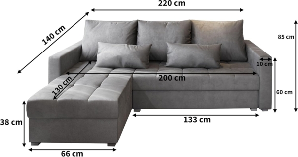 Masseno Ecksofa KOS mit Schlaffunktion L-Form, Sofa mit Bettkasten Bild 3