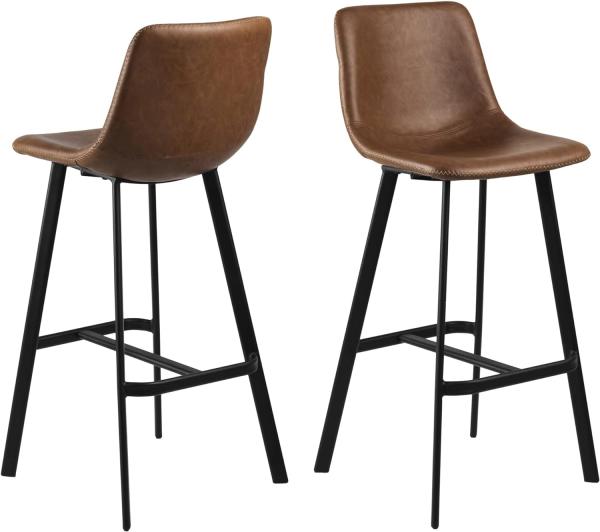 Barhocker 2er-Set OREGON, Kunstleder, Cognac