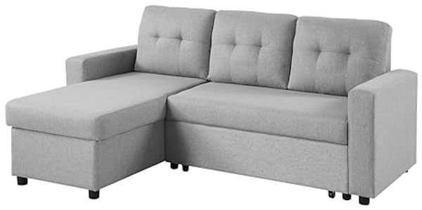 ATLANTIC home collection Ecksofa Gino L-Form, mit Schlaffunktion und Stauraum, Recamiere beidseitig montierbar