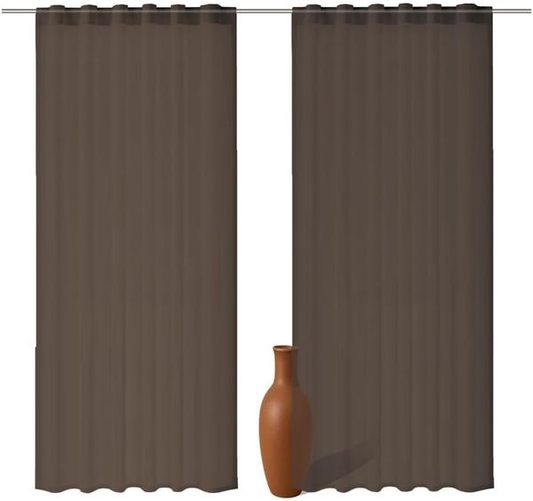 2er Set Schlaufenschal Voile braun 300cm transparent - Höhe (cm): 300, Farbe: Braun