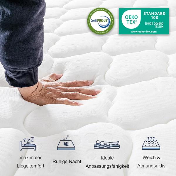 Vesgantti Matratze 90x200 7-Zonen Federkernmatratze Taschenfederkernmatratze Mittelfeste Orthopädischem Tonnentaschenfederkernmatratze (H3, Box-top 26cm) Bild 5