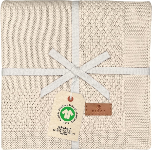 Babydecke DIKOS® Babydecke aus *100%* Bio Baumwolle, Strickdecke, Geschenk, DIKOS, PREMIUM Qualität, 75x100 cm, atmungsaktiv, nachhaltig, kuschelweich