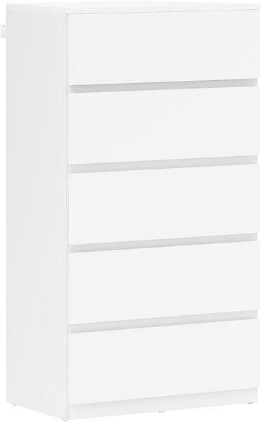 HOMCOM Kommode Schubladenschrank Sideboard mit 5 Schubladen (Büroschrank mit kippsicheren Zuglaschen, 1 St, für Wohnzimmer, Schlafzimmer), Weiß, 55 x 34 x 100 cm