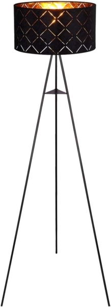 LED Stehleuchte, Textil, schwarz-gold, Stativ Gestell, H 149cm