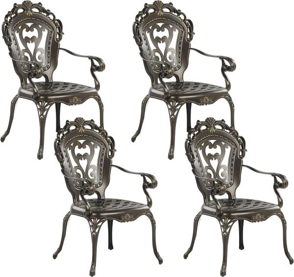 Gartentisch Set mit Schirm SAPRI Metall 100x72x100 cm Dunkelbraun Bild 9