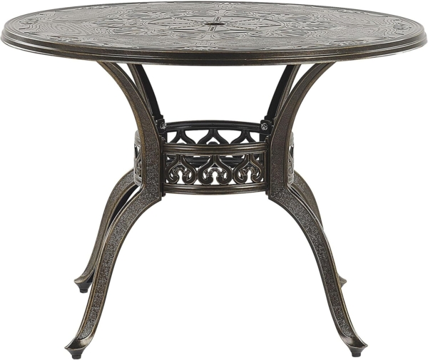 Gartentisch Set mit Schirm SAPRI Metall 100x72x100 cm Dunkelbraun Bild 5