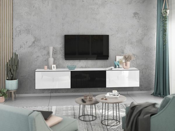 moebel-dich-auf Lowboard VARIANTO 4 (3 tlg, 228 cm breit, TV-Schrank bestehend aus 3 Schränken mit Klappe), stehend und hängend