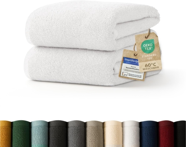 Blumtal Premium Frottier Handtücher Set mit Aufhängschlaufen - Baumwolle Oeko-TEX Zertifiziert, weich, saugstark - 2X Handtuch (50x100 cm), Weiß