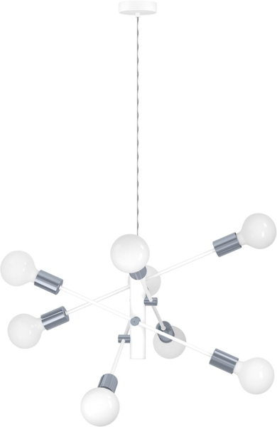 Eglo 98017 Pendelleuchte GRADOLI E27 8X40W weiß, chrom Ø71cm H:110cm dimmbar, individuell schwenkbar Pendelleuchte GRADOLI weiß, chrom Ø71cm H:110cm - individuell schwenkbar