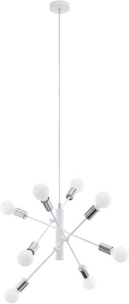Eglo 98017 Pendelleuchte GRADOLI E27 8X40W weiß, chrom Ø71cm H:110cm dimmbar, individuell schwenkbar Pendelleuchte GRADOLI weiß, chrom Ø71cm H:110cm - individuell schwenkbar