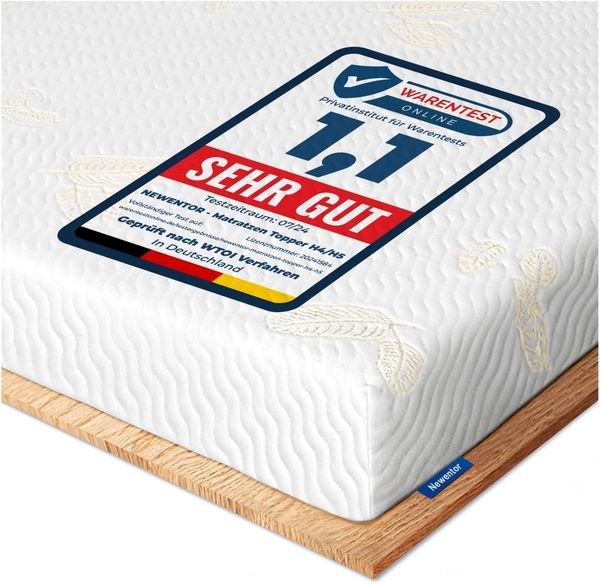 Newentor® Matratzen Topper 100x200 cm H4 H5, Matratzentopper 100x200 Schlafsofa Bett Gelschaum, Mattress Topper 100x200 Boxspringbett Öko-Tex Zertifiziert Gel Bezug Kaltschaum 7CM Höhe