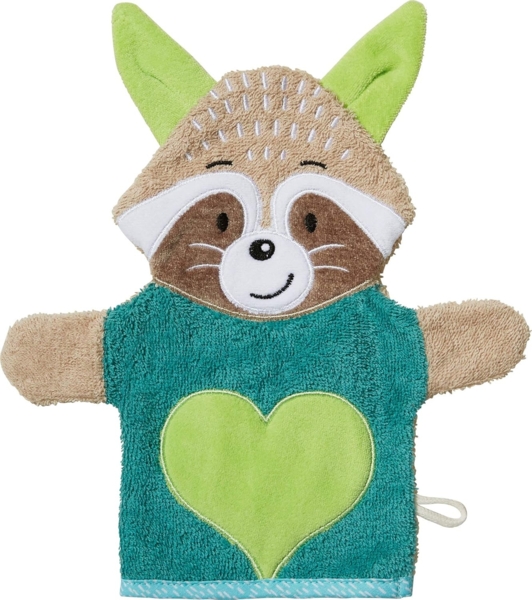 Erwin Müller Waschhandschuh Kinder-Waschhandschuh 2-in-1 "Waschbär", Walk-Frottier Tiermotive: Fuchs