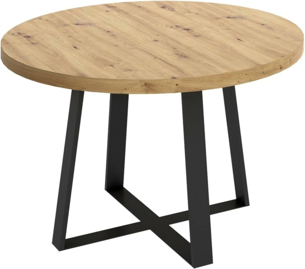 Dmora Feststehender Tisch Carone, Mehrzweck, runder Küchen-oder Esstisch, 120x120h75 cm, Eiche Nodi Bild 3
