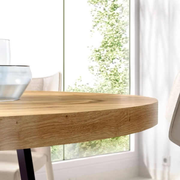 Dmora Feststehender Tisch Carone, Mehrzweck, runder Küchen-oder Esstisch, 120x120h75 cm, Eiche Nodi Bild 4