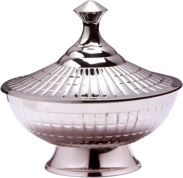 Marrakesch Orient & Mediterran Interior Zuckerdose Orientalische Zuckerdosen Dosen aus Messing in Silber Anwar 12cm, Handarbeit