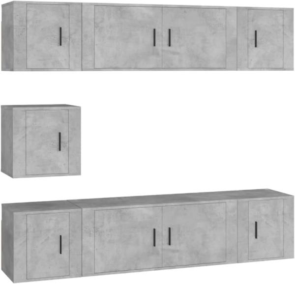 vidaXL 7-tlg. TV-Schrank-Set Betongrau Holzwerkstoff 3188666