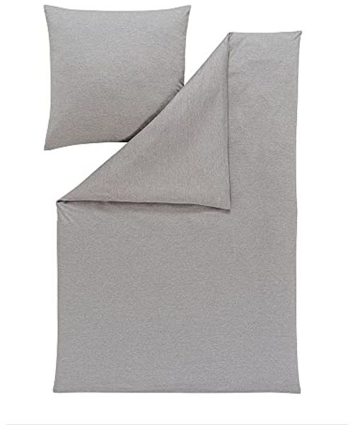 Estella Mako-Interlock-Jersey Bettwäsche Atelier Takoma 155x200 + 1 x Kissen 80 x 80 Uni grau