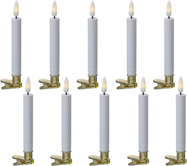 MARELIDA LED-Christbaumkerzen Baumkerzen mit Clip 10 Weihnachtskerzen Baumbeleuchtung kabellos Fernb, 10-flammig