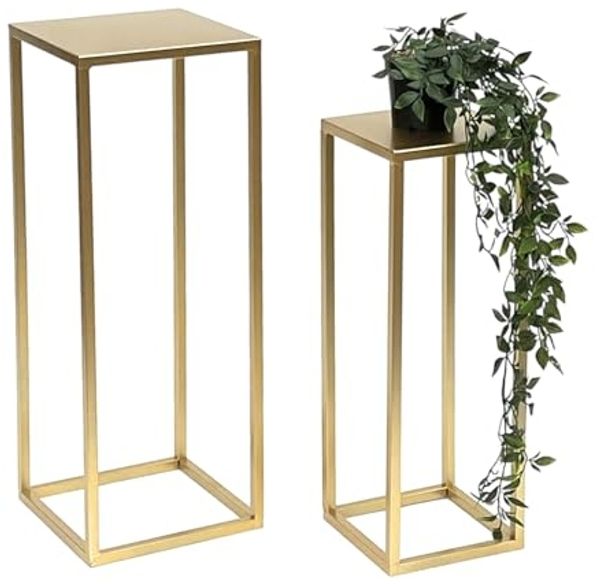 DanDiBo Blumenhocker eckig, Metall, Gold, 2 Stück, 50 x 18 x 18 cm