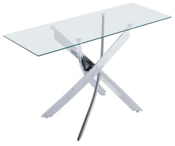Vente-unique - COSIMA Konsole Glas TransparentSilberfarben - B 44,5 cm x H 75 cm x L 120 cm