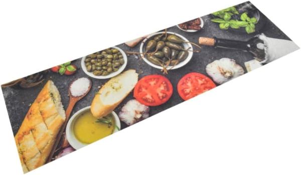 vidaXL Küchenteppich Waschbar Wein & Essen 45x150 cm Samt 136552