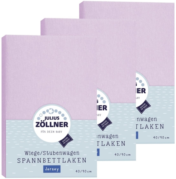 Julius Zöllner Spannbetttuch Jersey 90x40 Flieder 3er Pack