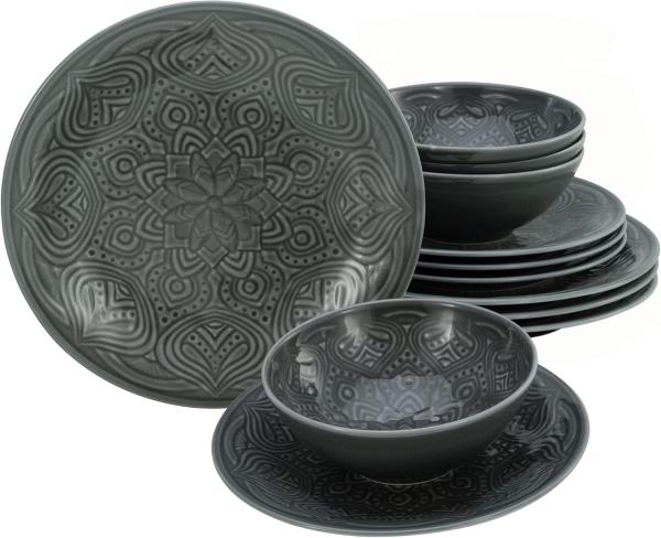 CreaTable 21626 Tafelservice Orient Mandala für 4 Personen, Porzellan (1 Set, 12-teilig)