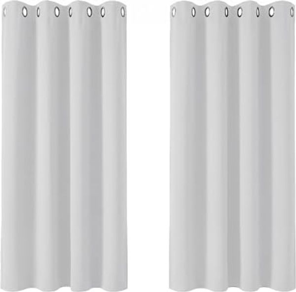 Deconovo Vorhänge Vorhang Verdunkelung Kälteschutz Gardinen Wohnzimmer Blickdicht Vorhang, 138x117 cm(HöhexBreite), Silber Grau, 2er Set