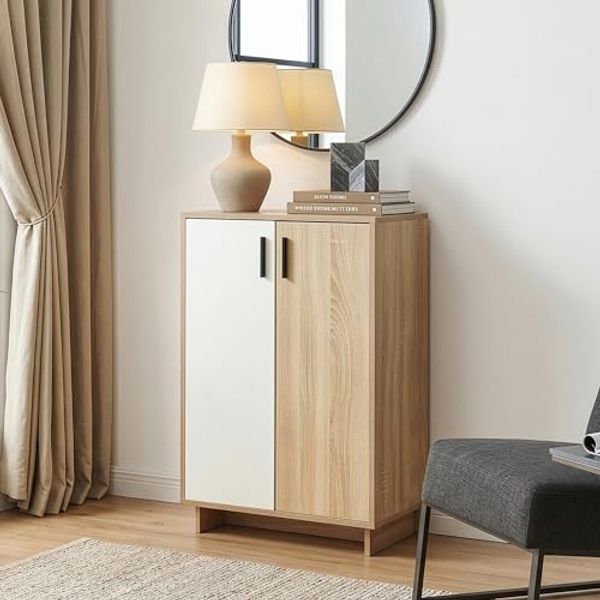 Beistellschrank Kenta 90 x 60 x 35 cm Sonoma-Eicheoptik/Weiß [en. casa]
