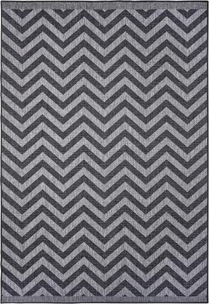 In- & Outdoor Wendeteppich Palma Schwarz Silber - 120x170x0,5cm