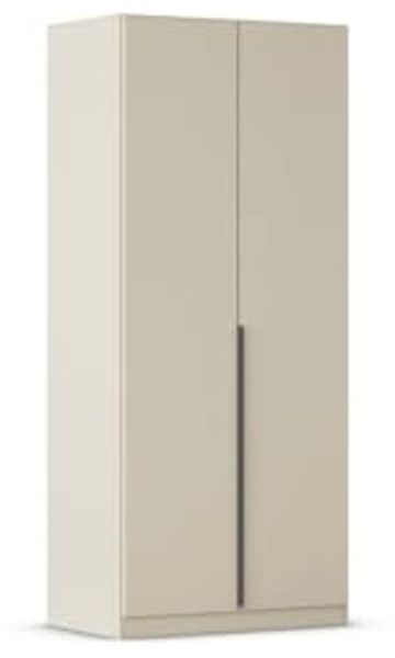 Rauch Möbel Alabama, Kleiderschrank, Garderobenschrank, 2-türig, Zubehör Basic, 1 Kleiderstange, 1 Einlegeboden, Farbe Beige, Griff Grau metallic, 91 x 210 x 54 cm