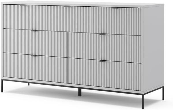 Vicco Sideboard Eliza 140 x 42 cm, Grau, Wohnzimmerschrank mit 7 Schubladen