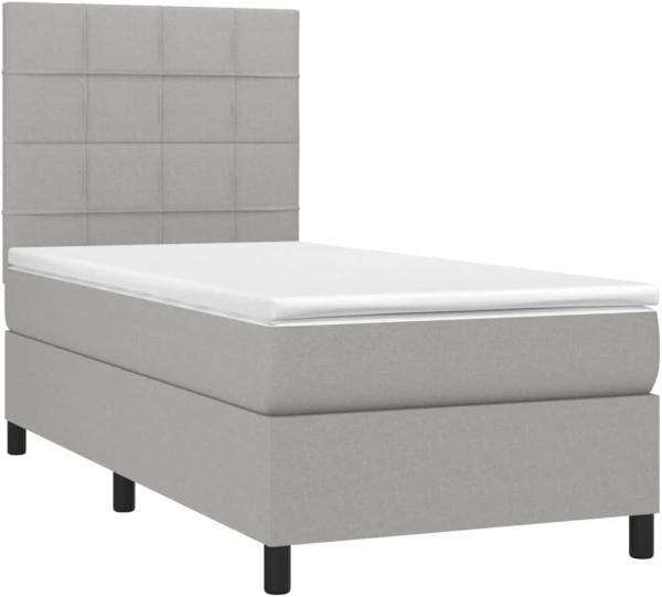 vidaXL Boxspringbett mit Matratze Hellgrau 100x200 cm Stoff 3141753