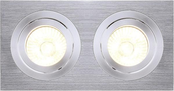 SLV No. 111362 NEW TRIA II GU10 Downlight rechteckig alu brushed max. 2x50W inkl. Clipfedern