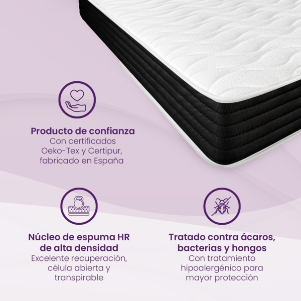 mattfy - Wendbare viskoelastische Matratze Kloe 90x190, Festigkeit und Komfort, Winter/Sommer, Höhe 23 cm Bild 7