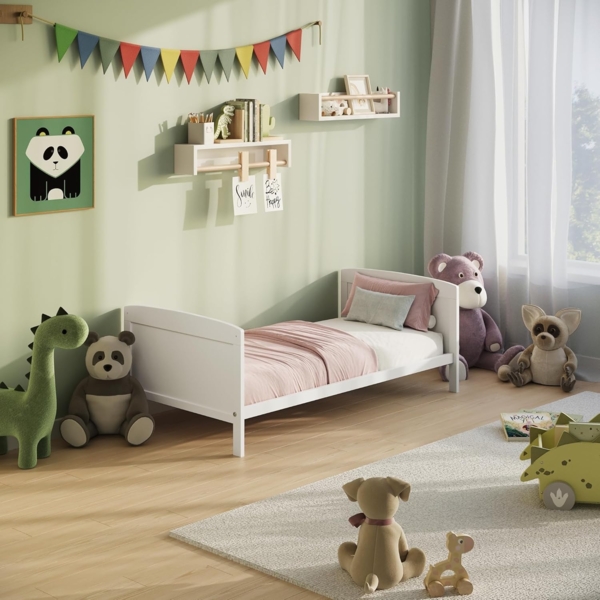 Kids Collective Kinderbett Babybett 60x120/70x140 cm umbaubar zu höhenverstellbares Lattenrost, 70x140 cm Weiß mit Matratze von Geburt bis 6. Lebensjahr Bild 4