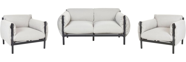 2-Sitzer Sofa mit Sesseln ESPERIA Metall Grau
