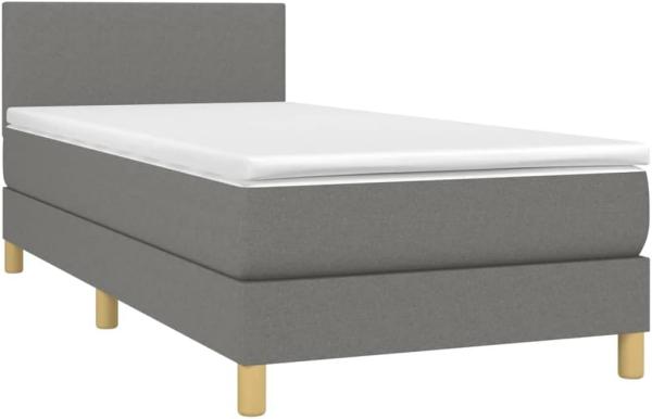 vidaXL Boxspringbett mit Matratze Dunkelgrau 100x200 cm Stoff 3140434