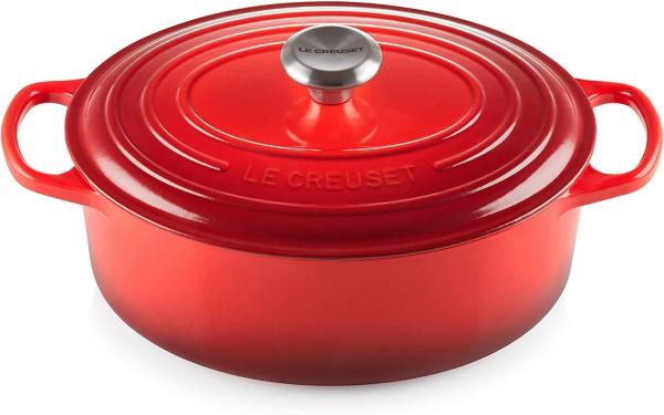 Le Creuset Bräter 'Signature' , Gusseisen , Oval, für alle Herdarten und Induktion geeignet, Kirschrot, 35,0 cm