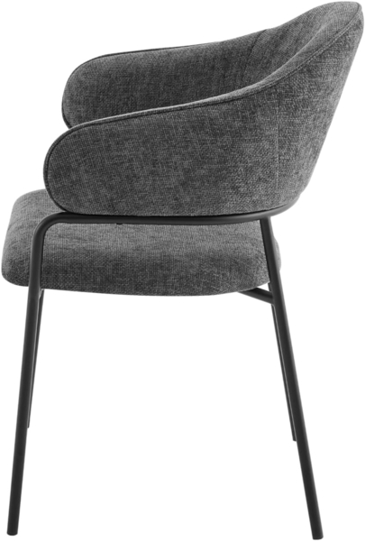 byLIVING Stuhl 2-er Set Curve/Webstoffbezug, Gestell Metall pulverbeschichtet/Esszimmerstuhl/Küchenstuhl/Maße: B 60 x H 86 x T 58 cm (Dunkelgrau) Bild 3